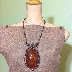 🧿RARE💕HUGE AMBER silver necklace by t.k